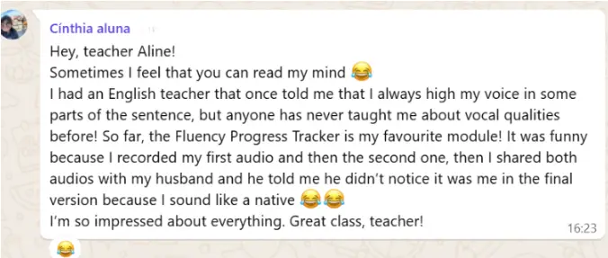 Depoimento WhatsApp - Cínthia