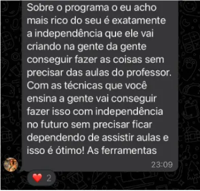 Depoimento de aluna sobre o programa